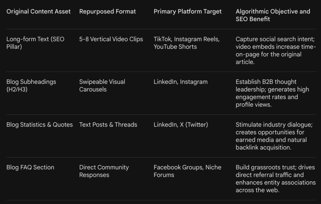 Original Content and AssetRepurposed Format